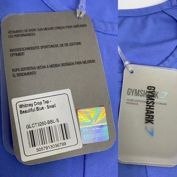 New Gymshark x Whitney Simmons Beautiful Blue Crop Top Women Size Small NWT - Picture 7 of 8